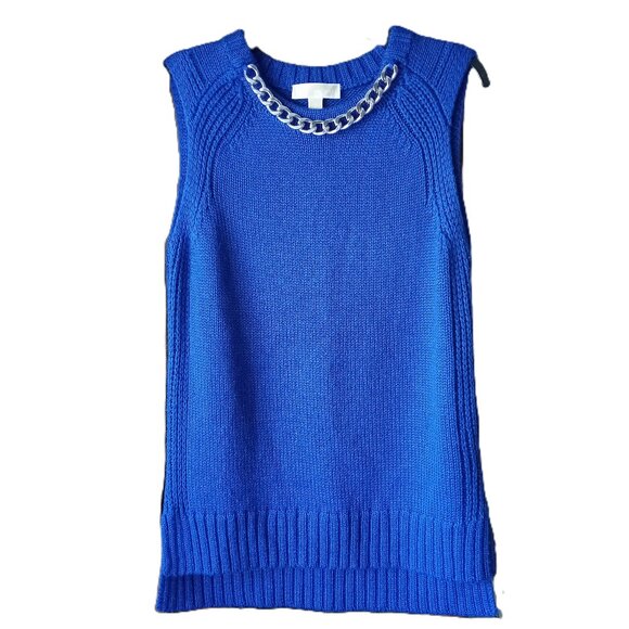 Michael Kors Sweaters - Michael Kors Metal Chain Neck Woven Knit Tunic Sleeveless Sweater sz S B9